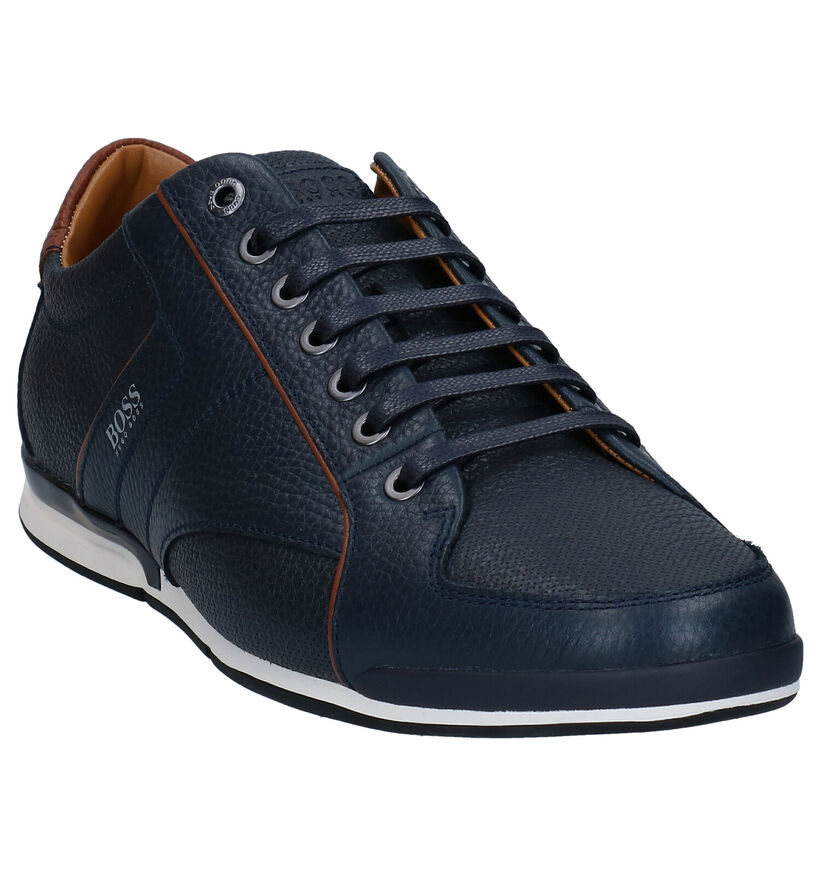 Hugo Boss Saturn Low Blauwe Veterschoenen in leer (296451)