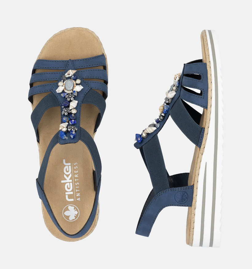 Rieker Sandales talon compensé en Bleu pour femmes (354920)