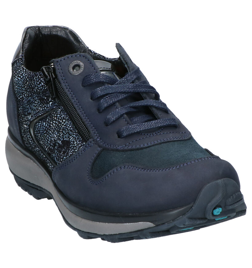 Donkerblauwe Veterschoenen Xsensible Stretchwalker Jersey GX in nubuck (253671)