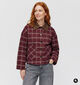 The Korner Plaid Manteau court en Rouge fonc&eacute; pour femmes (382195)