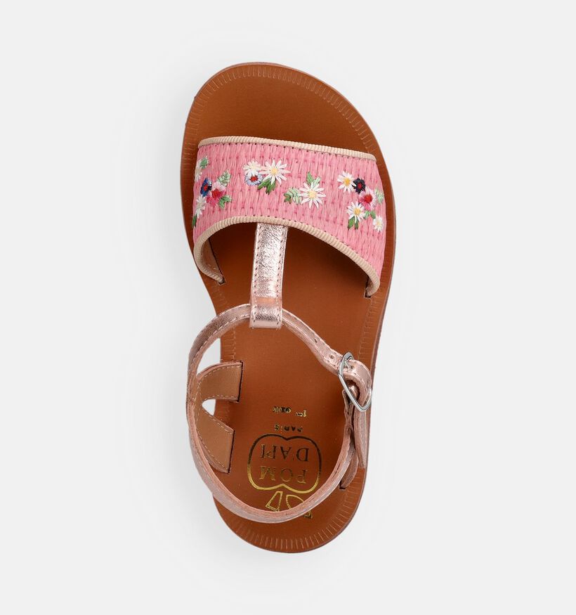 Pom d'Api Plagette Raphia Ros&eacute; Gouden Sandalen voor meisjes (370293)