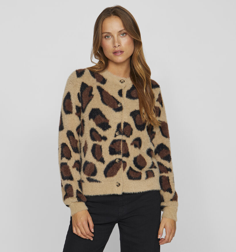 Vila Helly Brown Leo Beige Cardigan voor dames (361596)