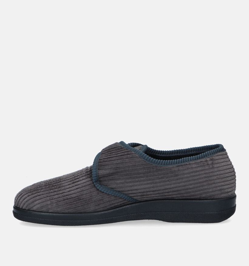 Slippers comfort Grijze Pantoffels met velcro voor heren (332766)