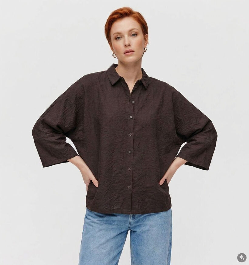 Vila Sara Back Detail Chemise en Marron fonc&eacute; pour femmes (379770)