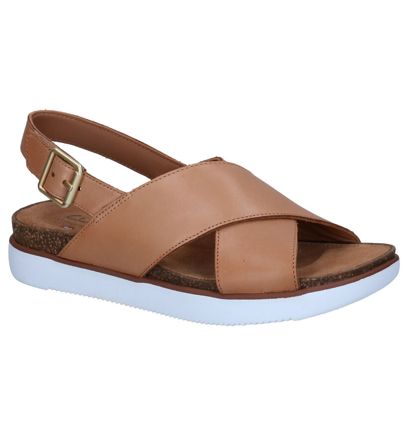 Clarks Elayne Cross Cognac Sandalen in leer (289480)