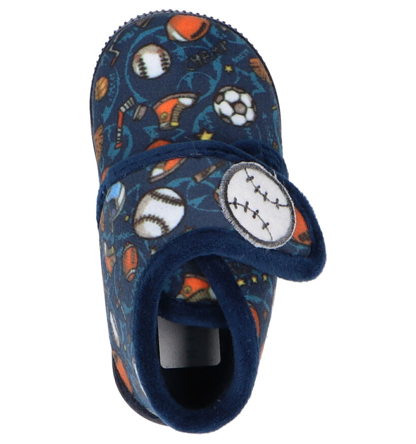 Milo & Mila Blauwe Pantoffels in stof (255011)