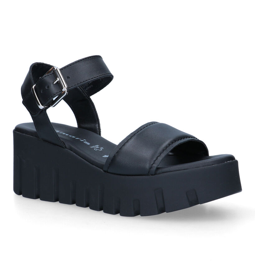 Tamaris Zwarte Sandalen met sleehak voor dames (322325)