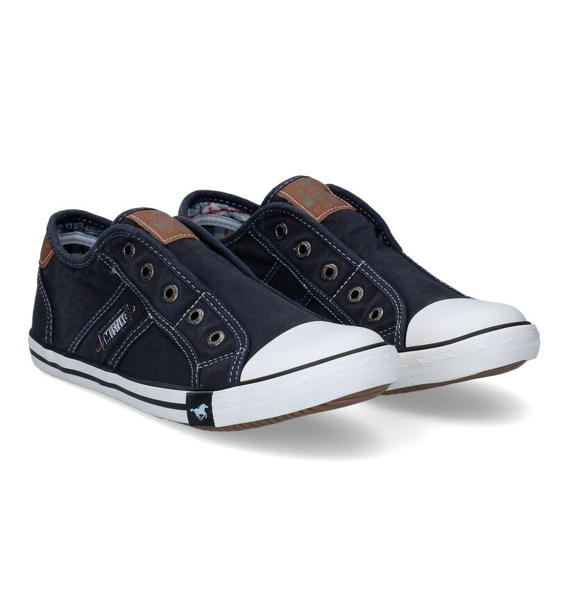 Mustang Slip-ons en Bleu foncé en textile (303683)