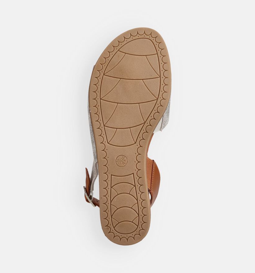 Jana Gold Snake Gouden/Cognac Platte Sandalen voor dames (371767)