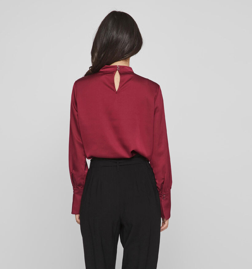 Vila Ellette Highneck Blouse satin en Rouge pour femmes (328881)