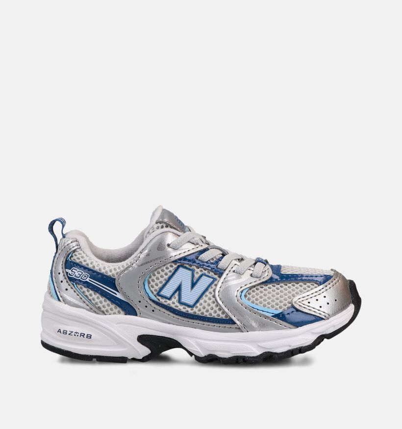 New Balance 530 Metallic Baskets en Argent/Bleu pour filles (366393) - pour semelles orthop&eacute;diques
