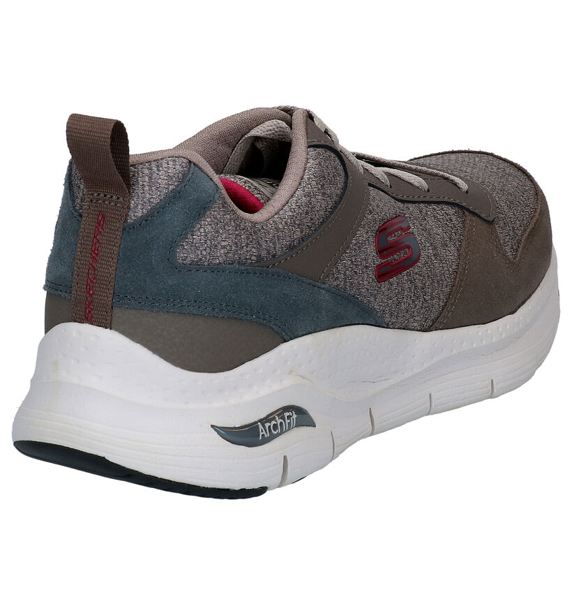 Skechers Arch Fit Grijze Sneakers in leer (295638)