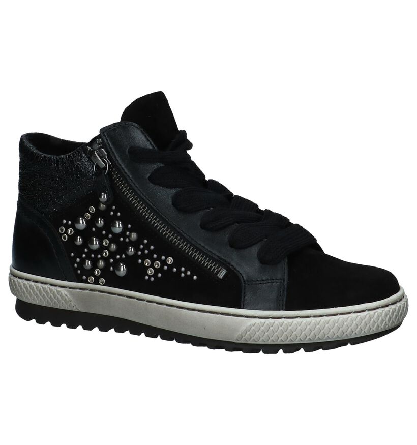 Zwarte Geklede Hoge Sneakers Gabor in daim (231179)