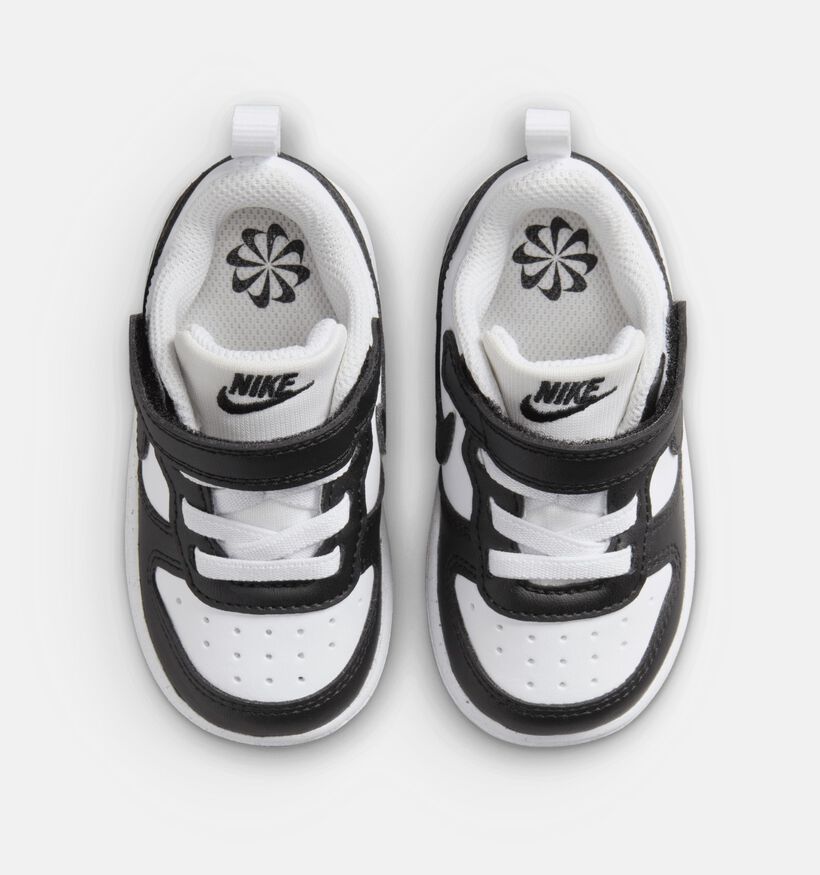 Nike Court Borough Low Baskets en Noir/Blanc pour filles, gar&ccedil;ons (381049)