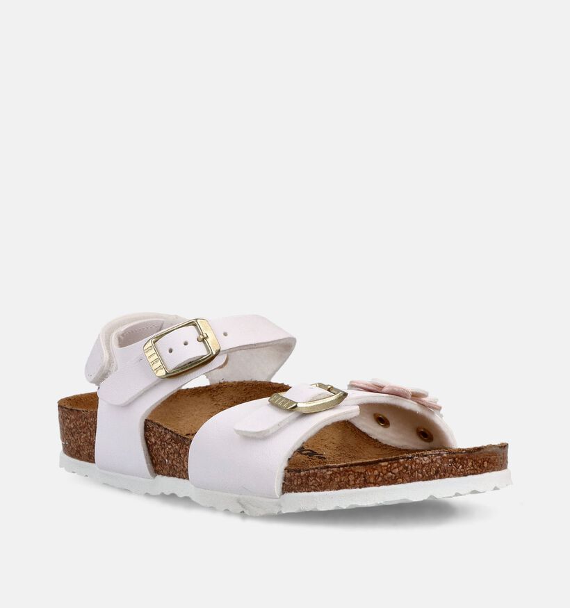 Birkenstock Rio Plain Flowers Sandales en Blanc pour filles (368273)