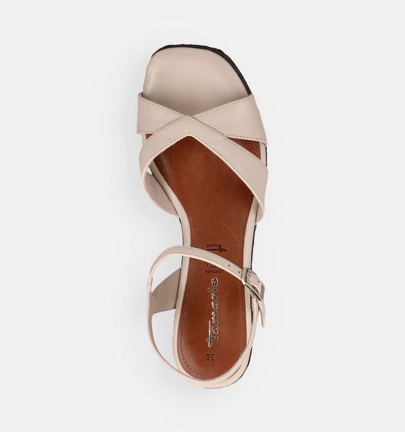 Tamaris Lichtbeige Sandalen op blokhak voor dames (371701)