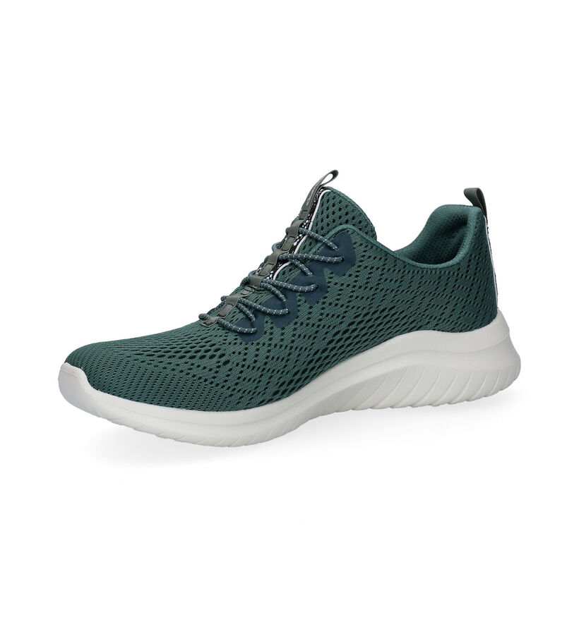 Skechers Ultra Flex Baskets en Vert Kaki en textile (295598)