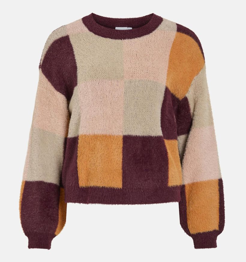 Vila Hallo Beige/Bordeaux Trui Vila Hallo Beige/Bordeaux Trui voor dames (366152)