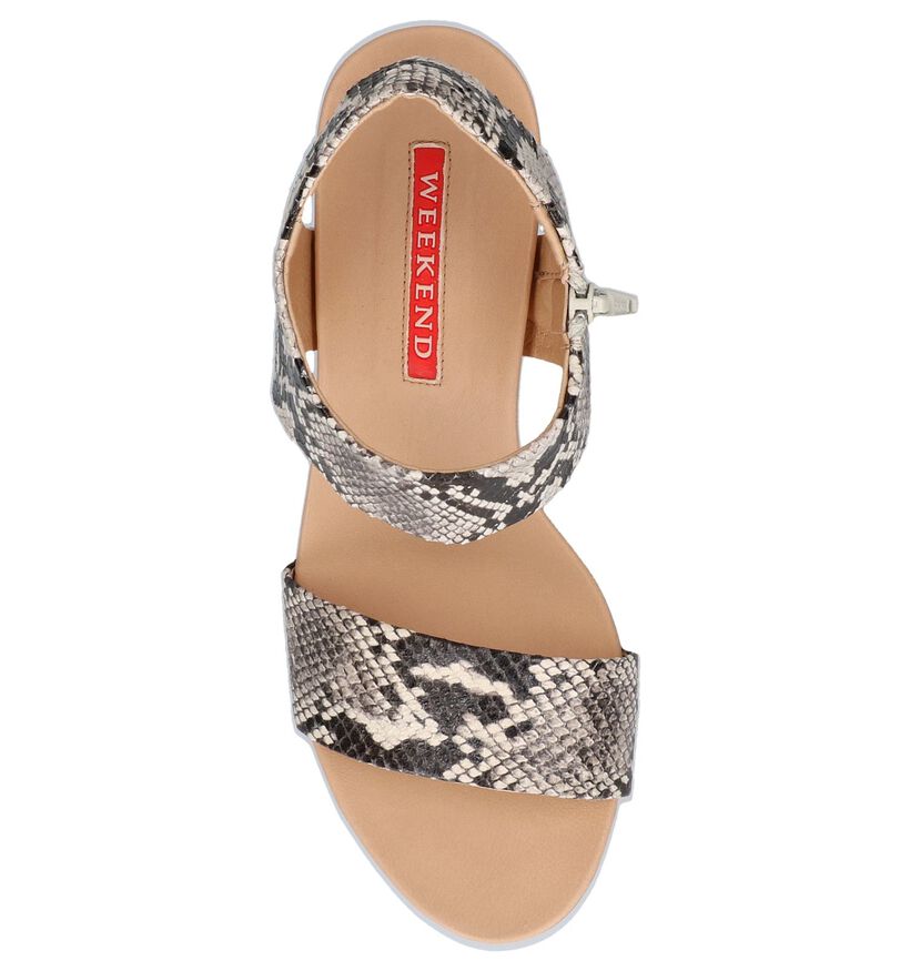 Grijze Sandalen met Sleehak Weekend in leer (248125)