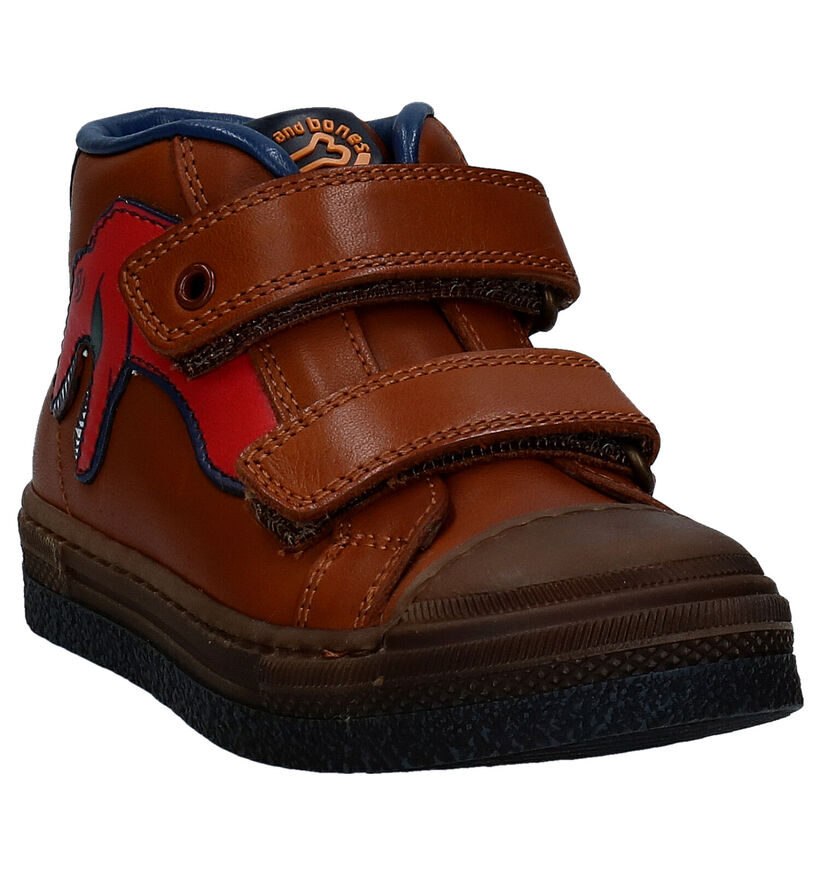 STONES and BONES Linop Cognac Velcroboots in leer (295163)