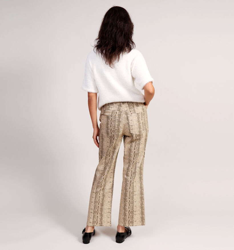 Pieces Salume Beige Wide Leg Jeans Slangenprint voor dames (359044)