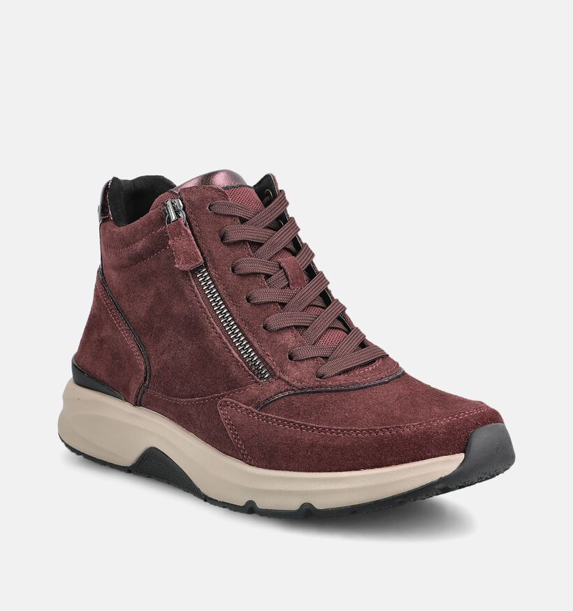 Gabor Comfort Baskets en Rouge fonc&eacute; pour femmes (376953) - pour semelles orthop&eacute;diques