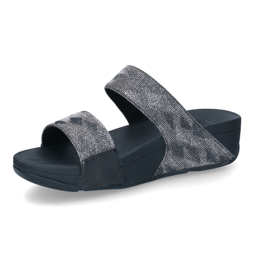 FitFlop Lulu Geo Glitz Zwarte Slippers in stof (304821)