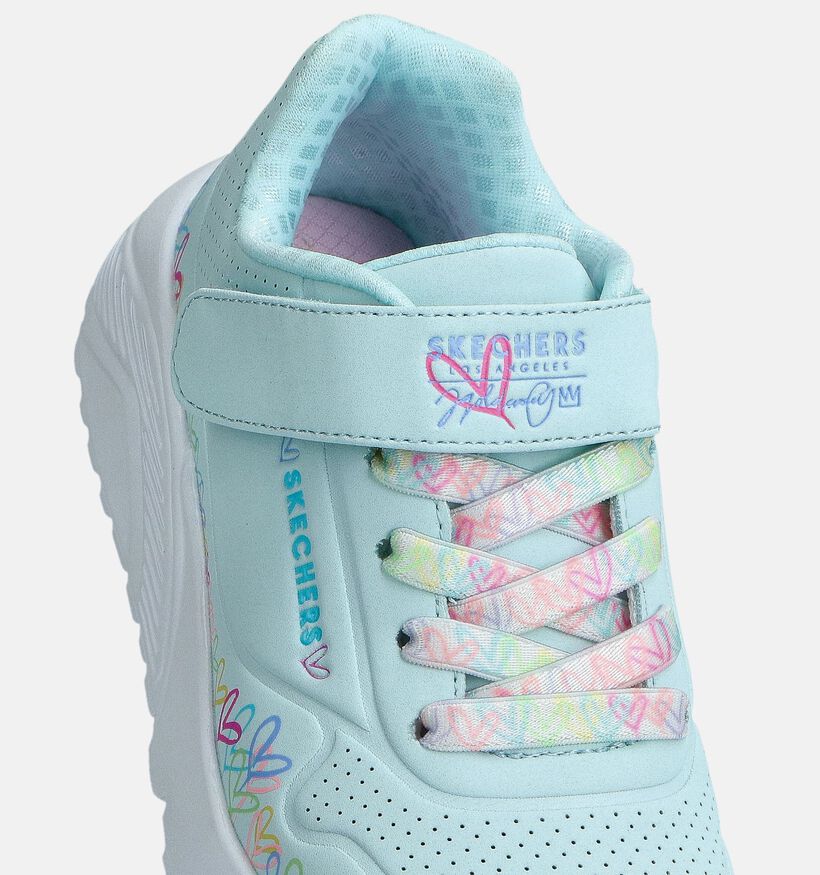 Skechers Uno Lite Heart Lichtblauwe Sneakers voor meisjes (367528)
