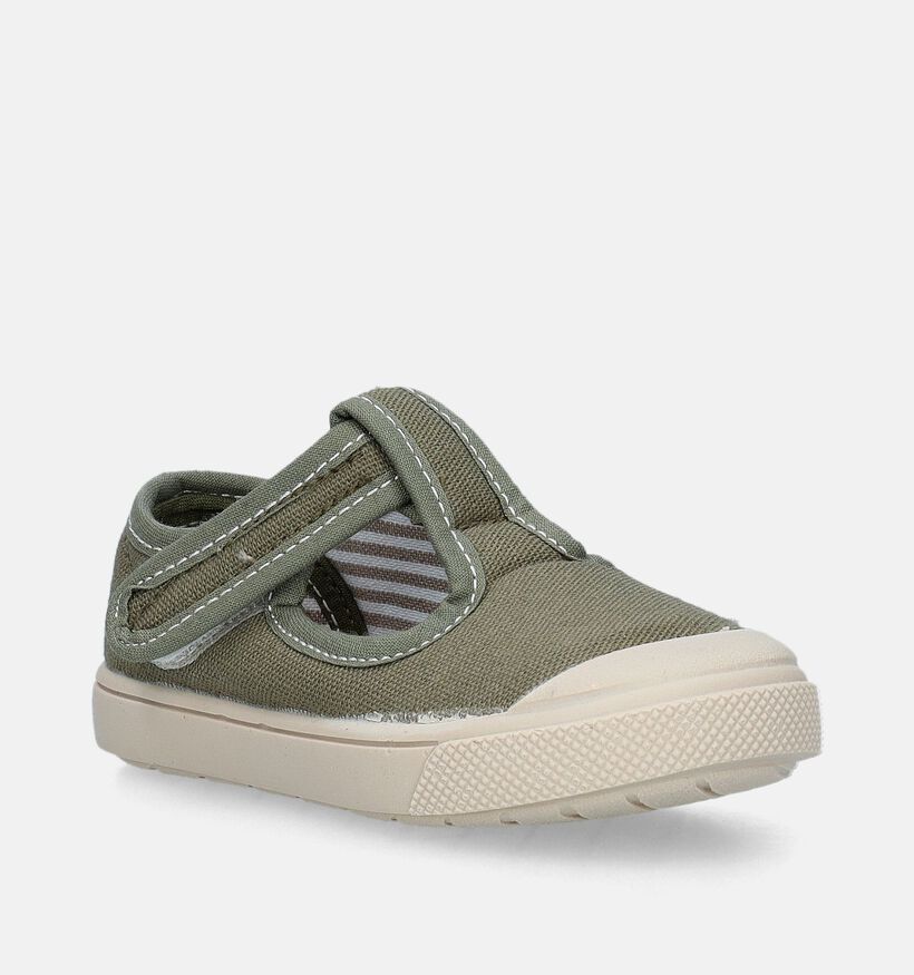 Ani Chaussures à scratch en Vert kaki pour garçons (340010)