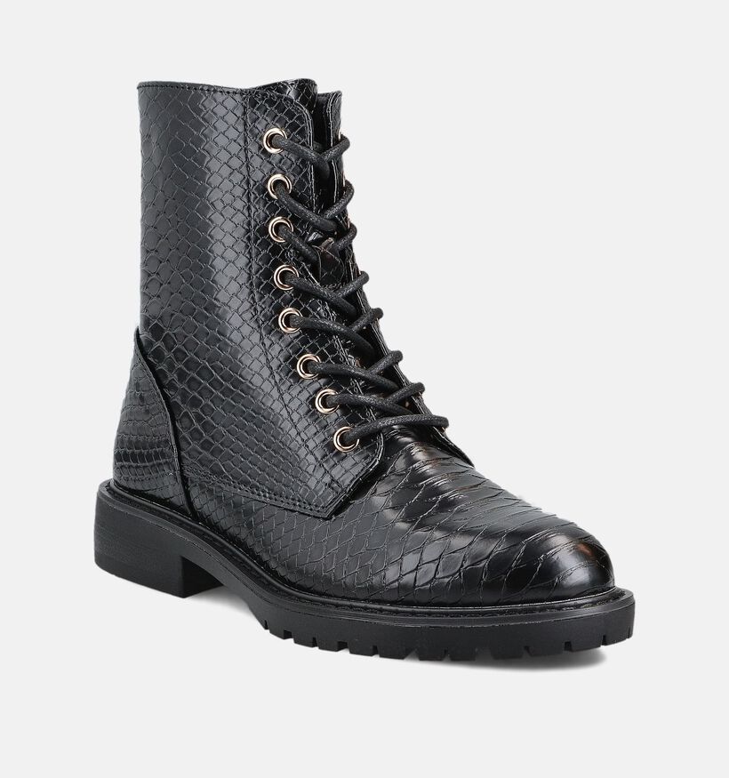 Posh by Poelman Snake Boots à lacets en Noir pour femmes (364186)
