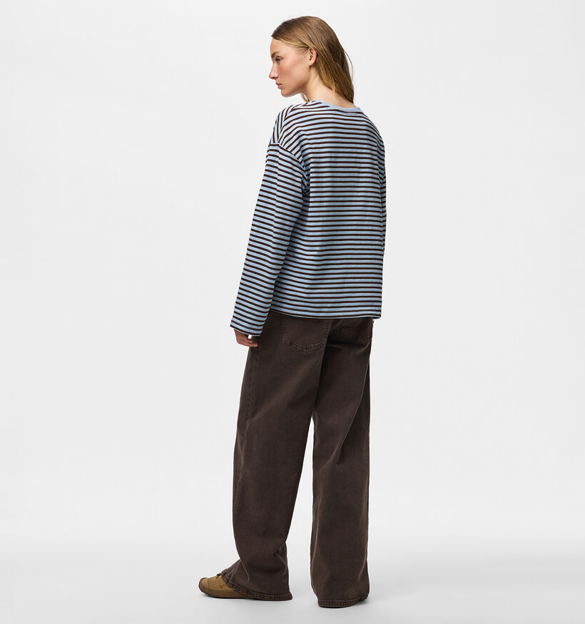 Pieces Sadie Blauwe T-shirt met Strepen voor dames (378353)