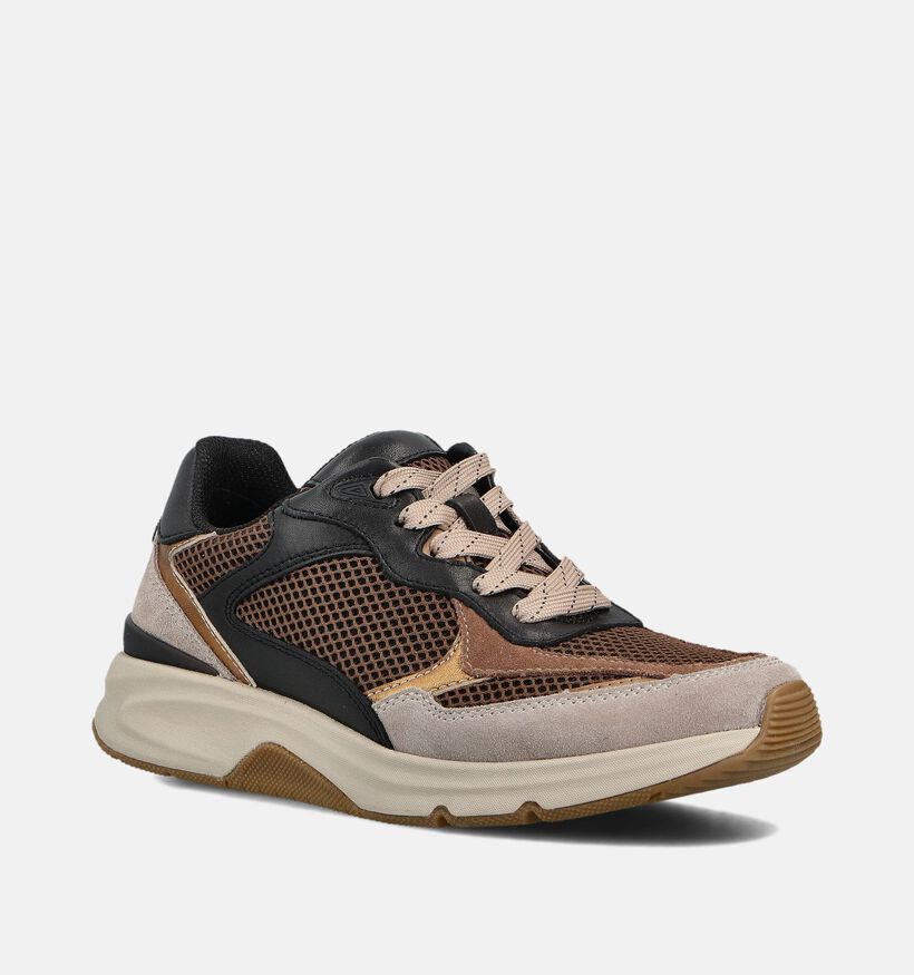 Gabor Rollingsoft Bruine/Zwarte Sneakers voor dames (360325) - geschikt voor steunzolen