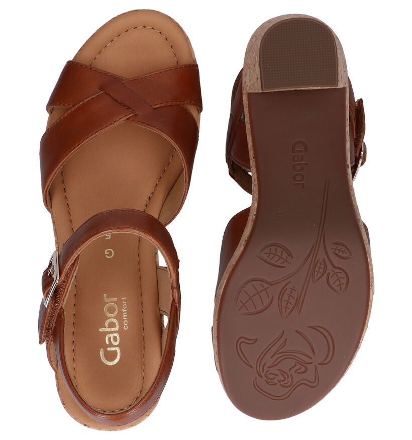 Gabor Cognac Sandalen met hak in leer (287801)