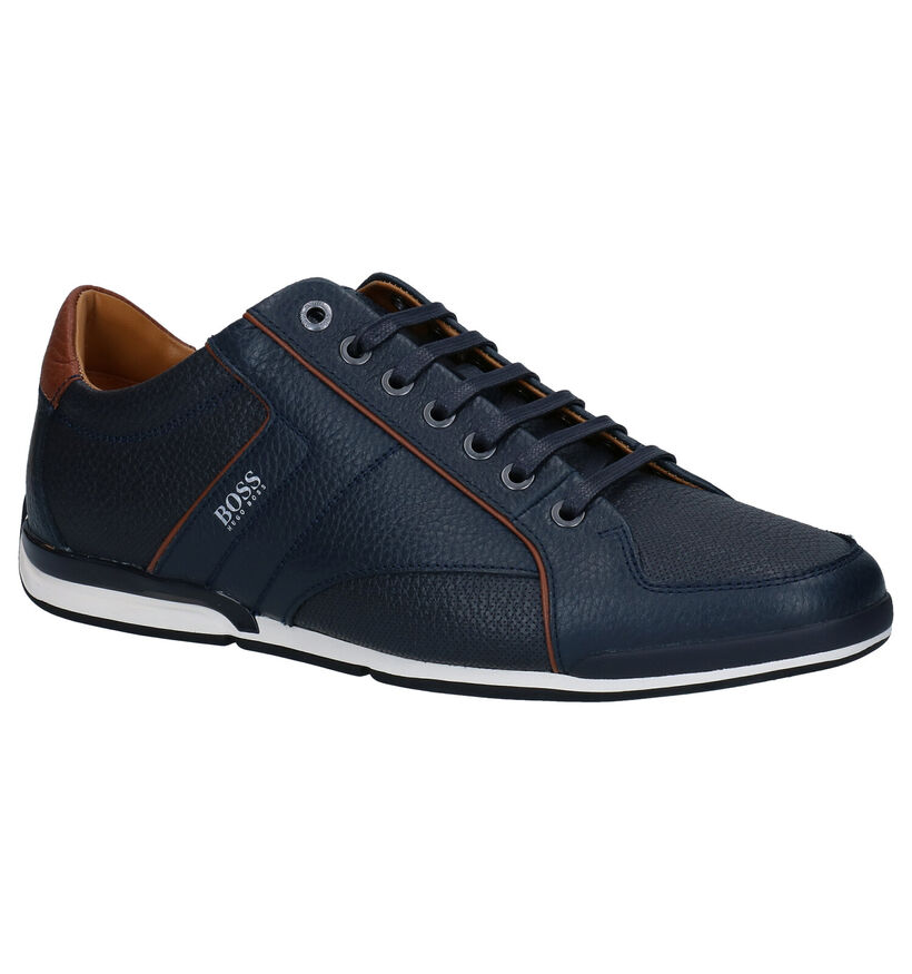 Hugo Boss Saturn Low Blauwe Veterschoenen in leer (296451)