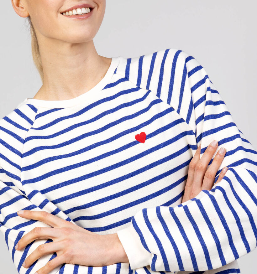 Pieces Greta Witte/Blauwe Gestreepte Sweater voor dames (367078)