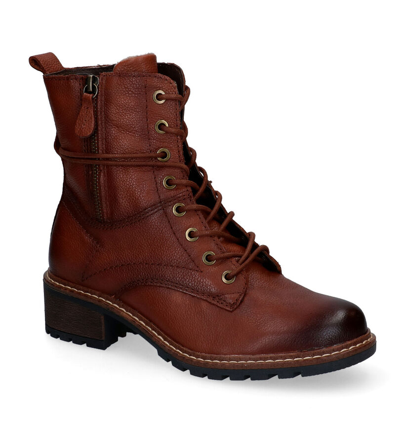 Jana Boots à lacets en Cognac en cuir (298452)
