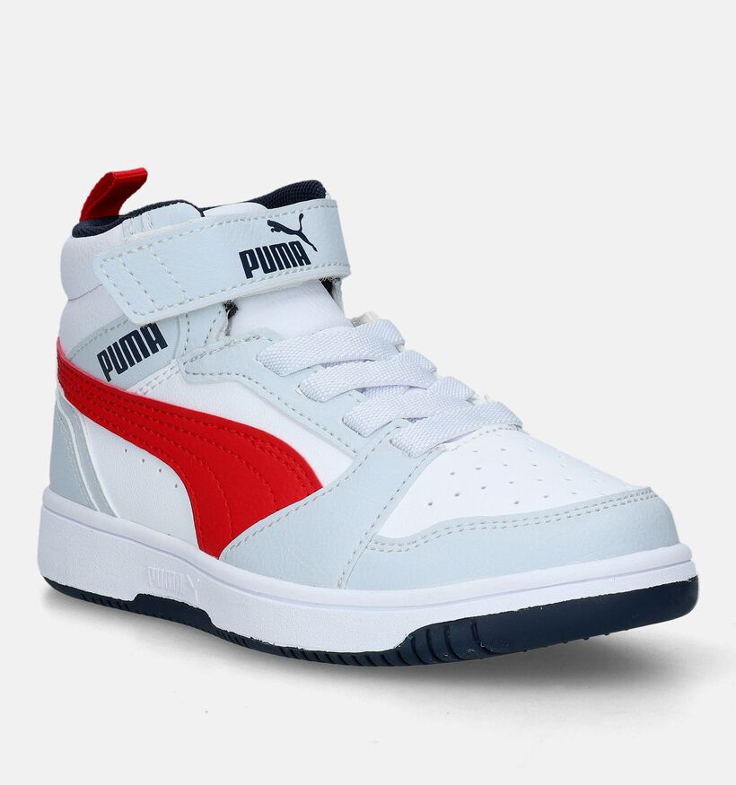 Puma Rebound V6 Mid Grijze Sneakers voor jongens, meisjes (334478) - geschikt voor steunzolen