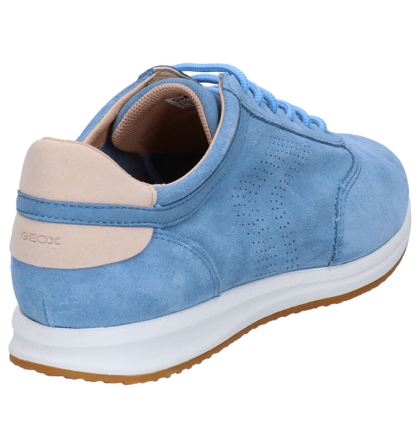 Geox Avery Blauwe Veterschoenen in daim (266844)