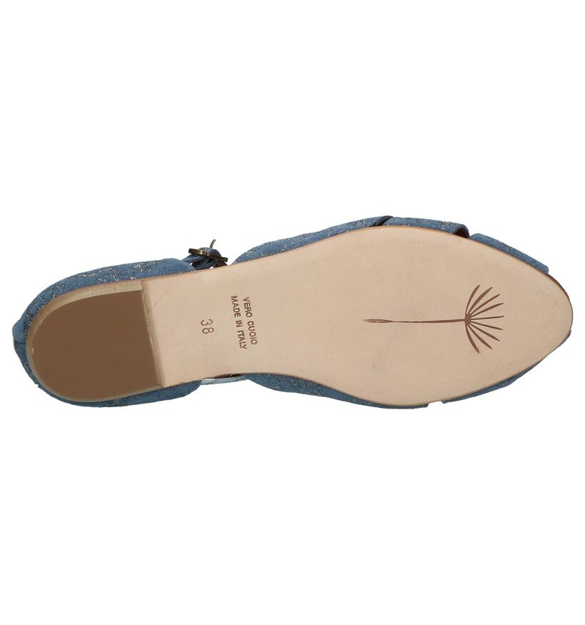 Lilimill Sandales plates en Bleu en nubuck (219691)