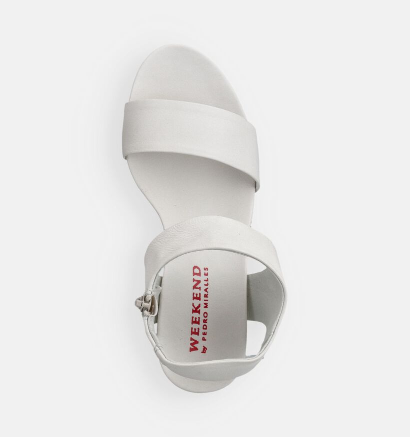 Weekend Sandales compens&eacute;es en Blanc pour femmes (373643)