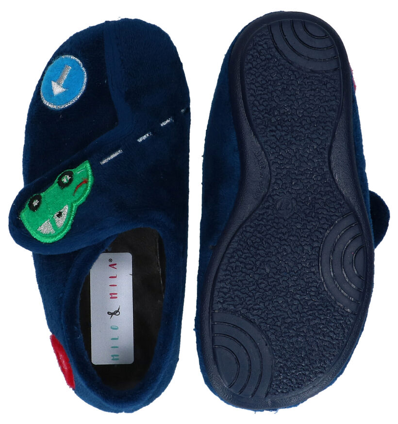 Milo & Mila Blauwe Pantoffels in stof (283926)
