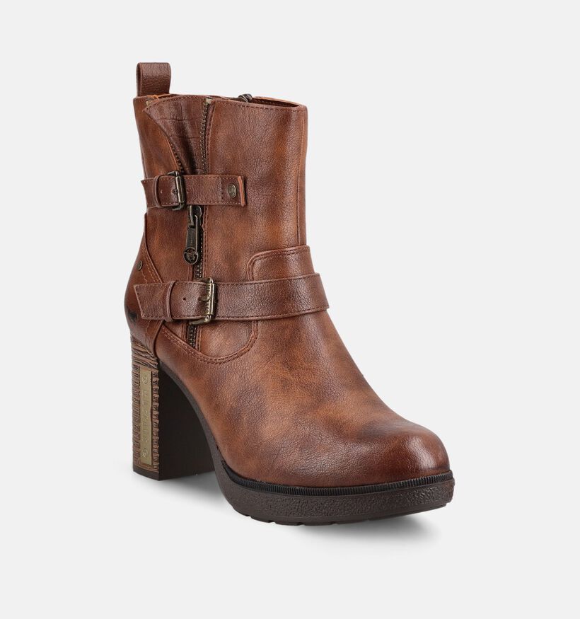Mustang Bottines &agrave; talons en Cognac pour femmes (378908)