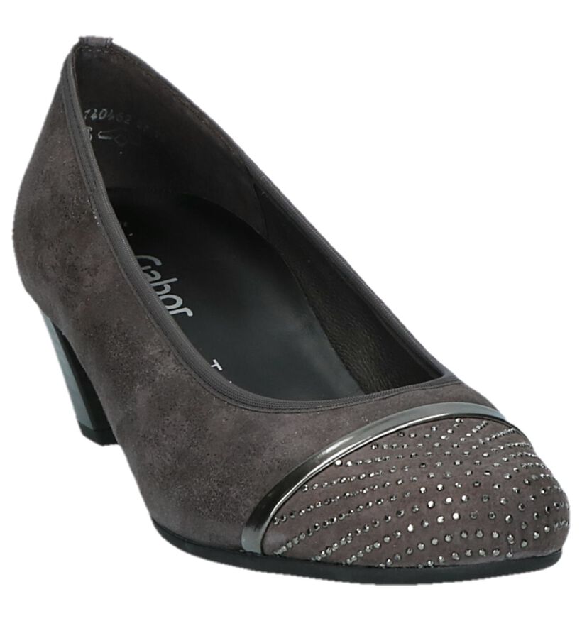 Donkergrijze Pumps met Steentjes Gabor Comfort in daim (231107)