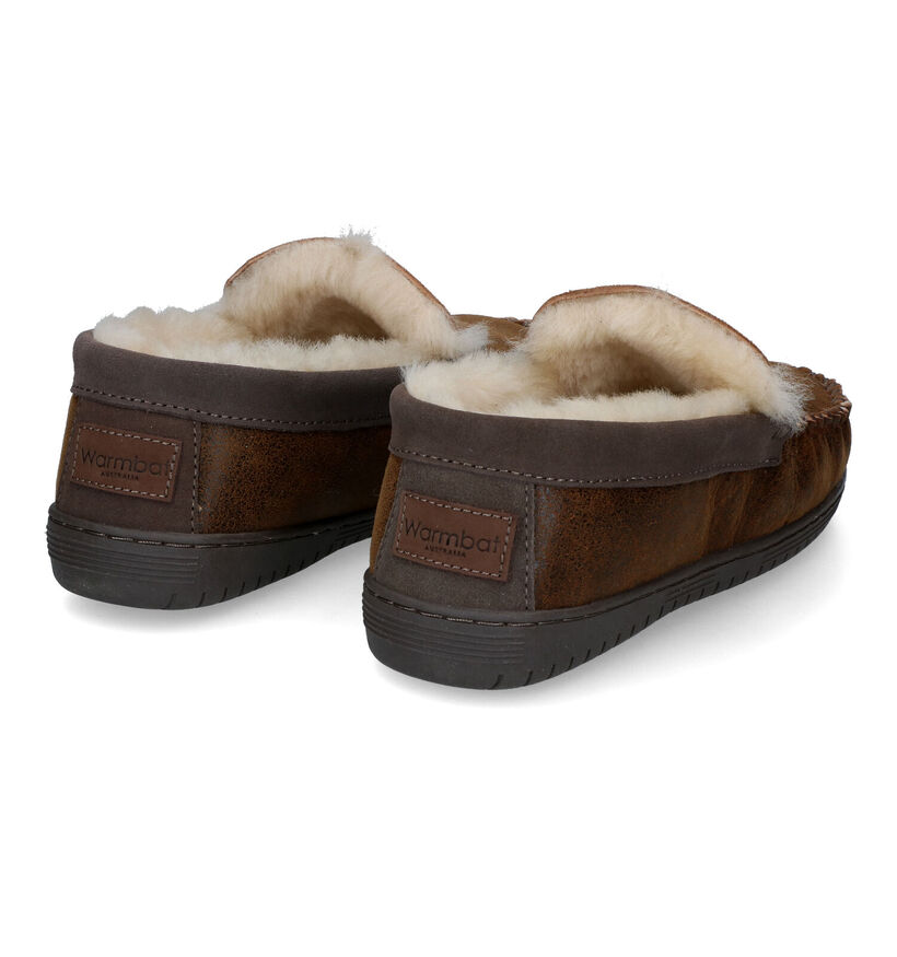 Warmbat Grizzly Bruine Pantoffels in leer (314430)