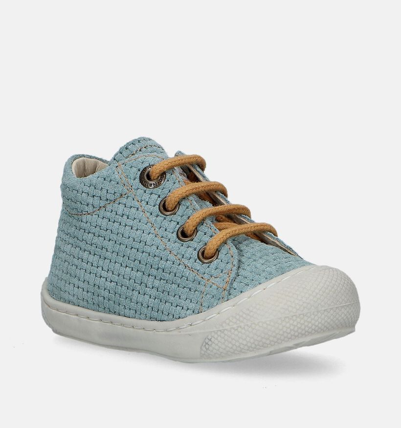 Naturino Cocoon Suede Woven Blauwe Babyschoenen voor jongens, meisjes (339050)