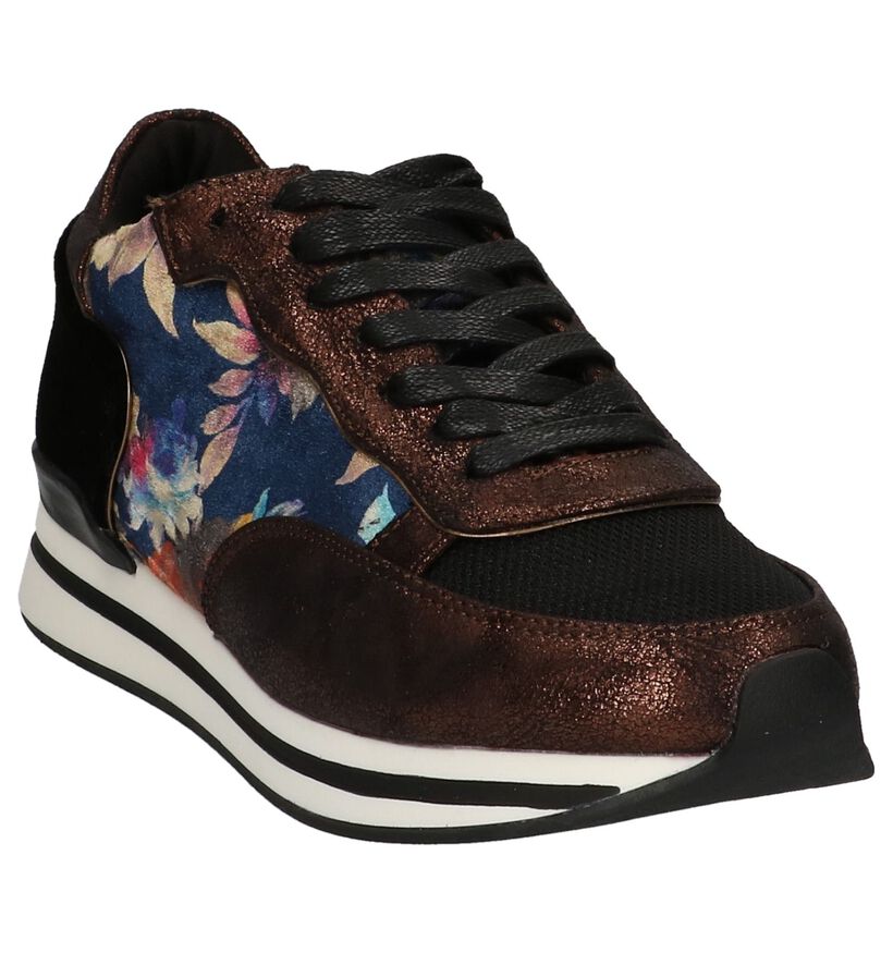Fornarina Bronzen Sneakers met Bloemenprint, , pdp