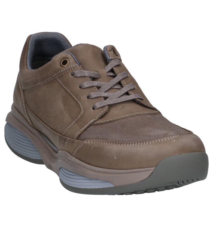 Taupe Veterschoenen Xsensible Stretchwalker voor heren (246719) - geschikt voor steunzolen