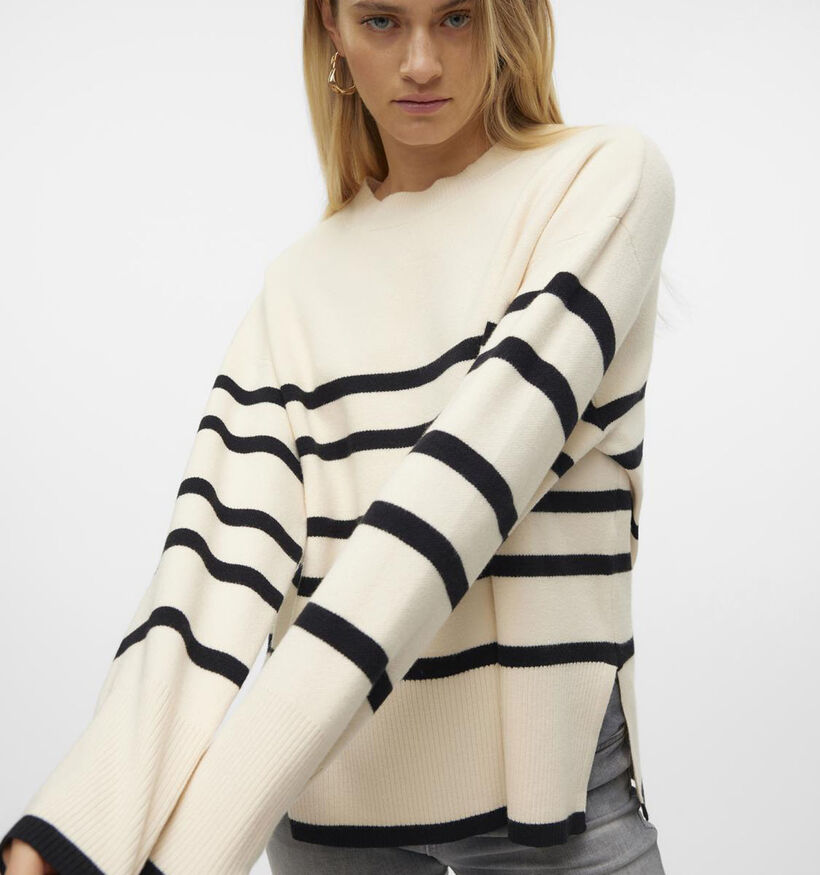 Vero Moda Saba Stripe Pull en Noir/Beige pour femmes (361194)