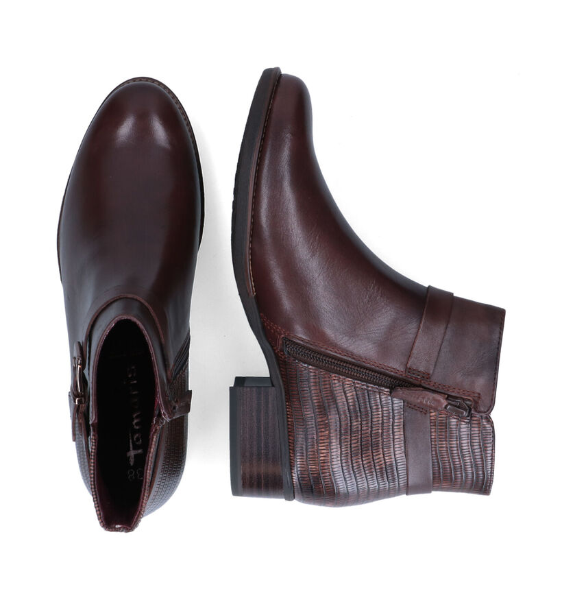 Tamaris Bottines plates en Brun foncé en cuir (315428)