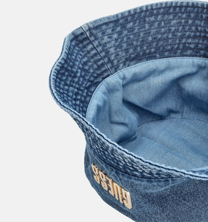 Guess Blue Denim Logo Blauwe Bucket Hat voor dames (372420)